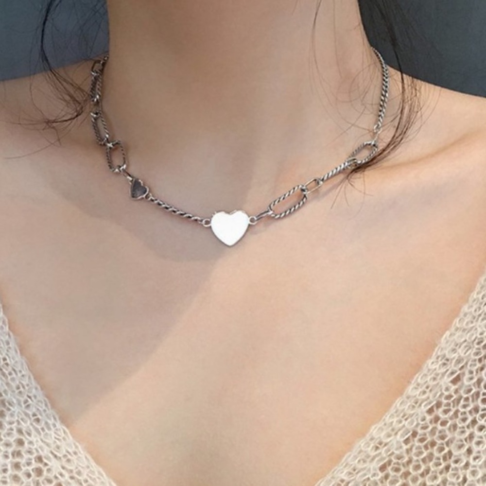 NEW 925 STERLING SILVER HEART NECKLACE, NICE NECKLACE, CUTE NECKLACE - Picture 7 of 9